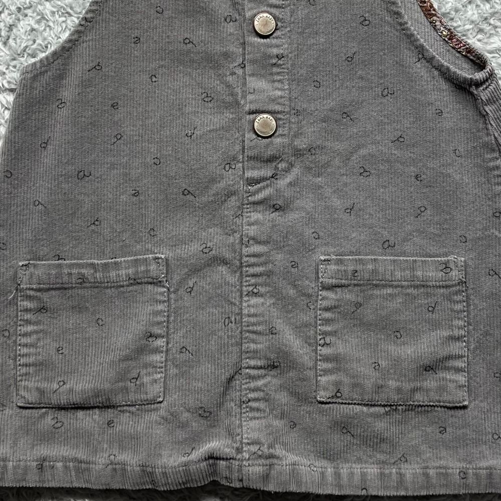 Zara Baby Dress Girls 2/3 Years Gray Corduroy Alphabet Jumper Overall Pinafore - Picture 3 of 10
